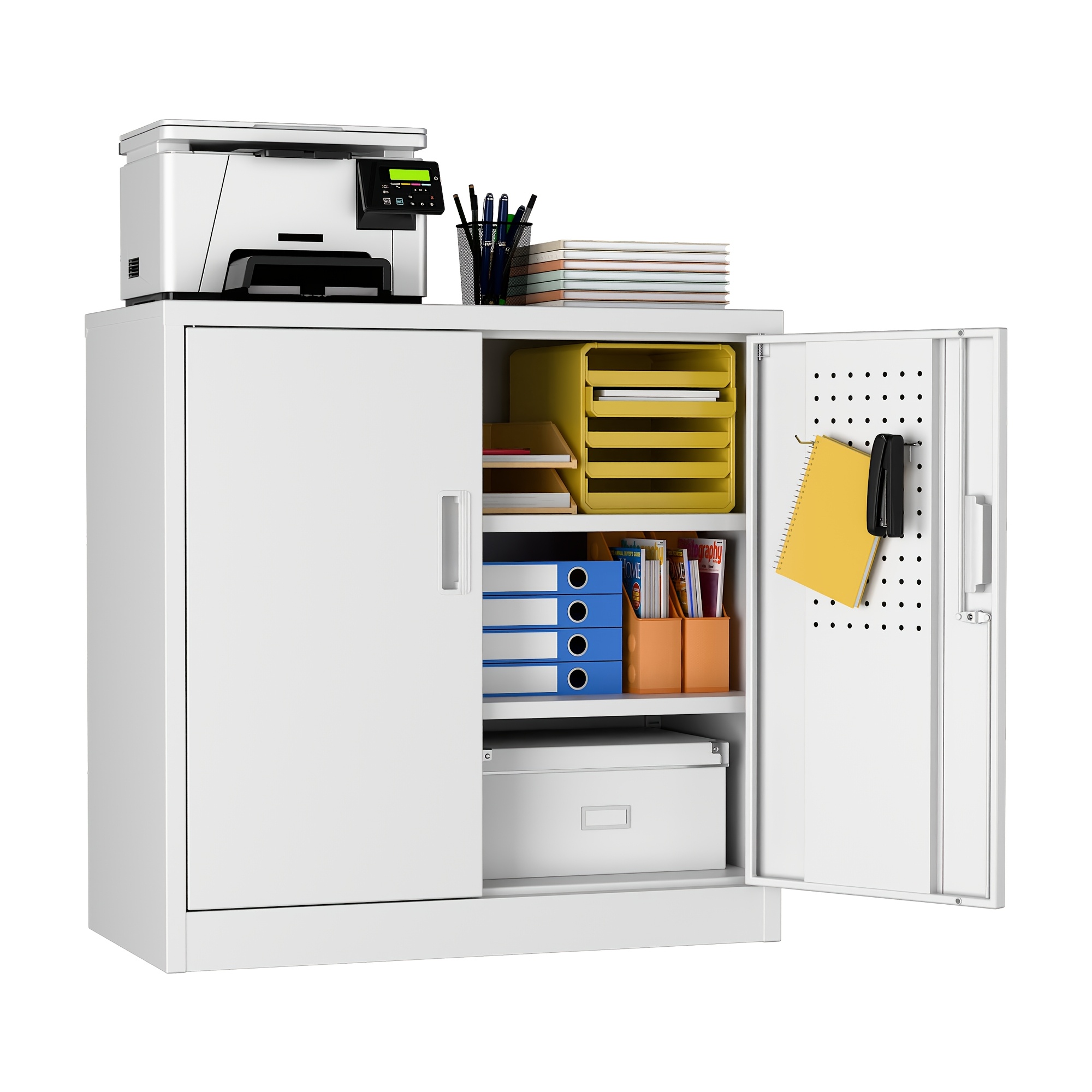Image of Metal Storage Cabinets, Filing Cabinets, Steel Bookcases, With Locks, Suitable For Offices, Homes, Schools, Requires Assembly
