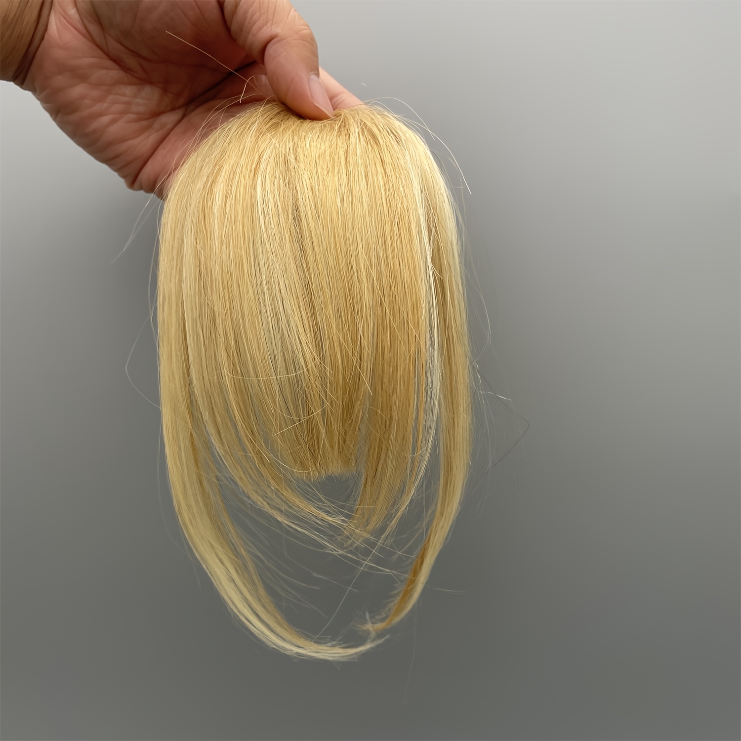 1pc real human hair wispy bangs 1pc elegant clip in wispy bangs hairpiece for women real human hair straight clip on air fringe looking hair extension with temples for daily wear dark brown mixed blonde details 1