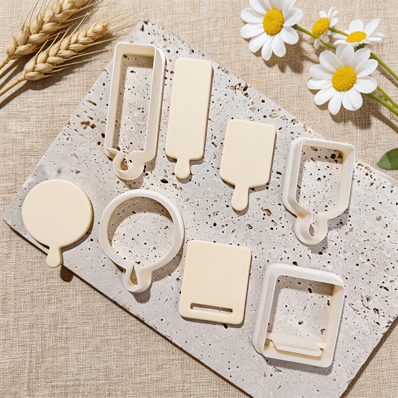 TEMU 4pcs Set Of Minimalist Soft Clay Cutters, High-precision Polymer Clay Tools, Including Square/oblong/round Shaping, Reusable Plastic Craft