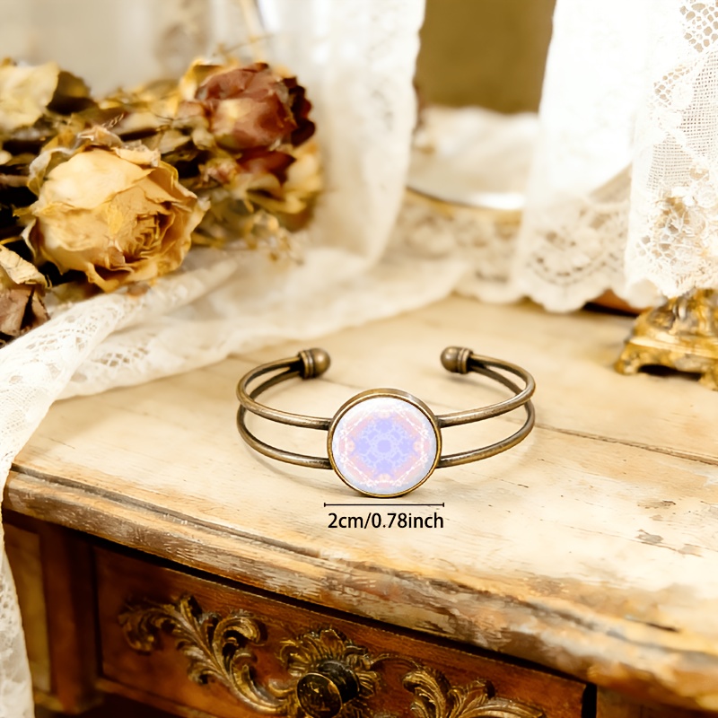 Women's Antique Cyan Double-layer Adjustable Open-end Bangle
