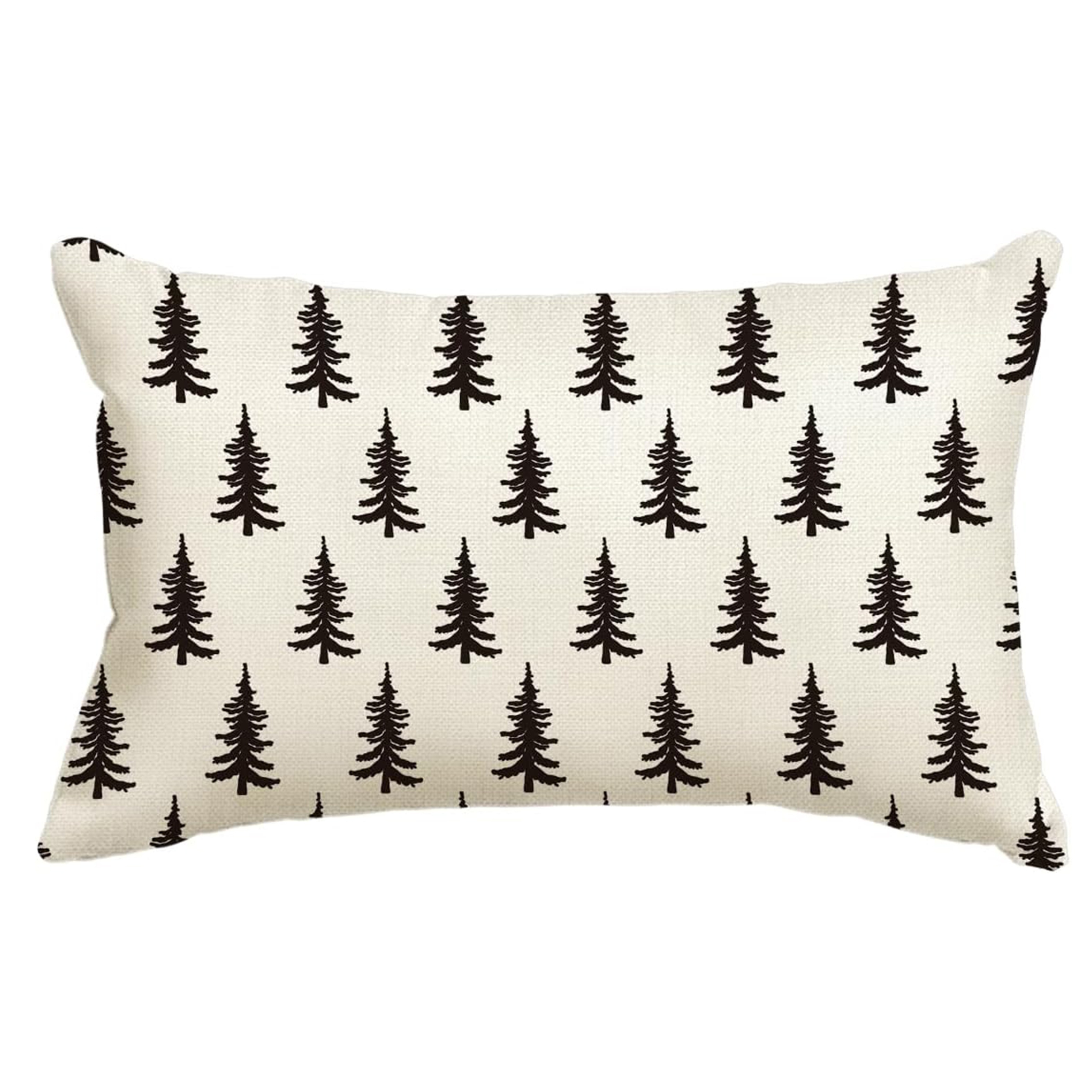 

Christmas Tree Design Throw Pillow Cover 12x20 Inch - Festive Winter Holiday Cushion Case For Sofa & Home Decor, Machine Washable Linen With Zipper Closure