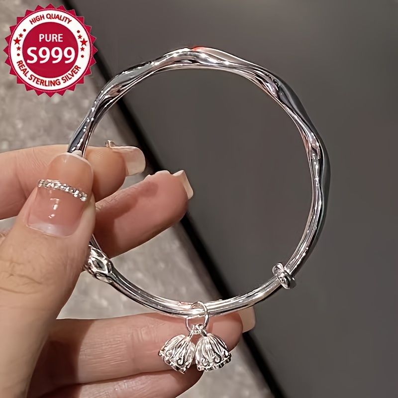 

25g S999 Pure Silvery Mobius Shower Silvery Bracelet For Women S999 Pure Silvery Solid Foot Silvery Bracelet As A Valentine's Day Birthday Gift For Girlfriend