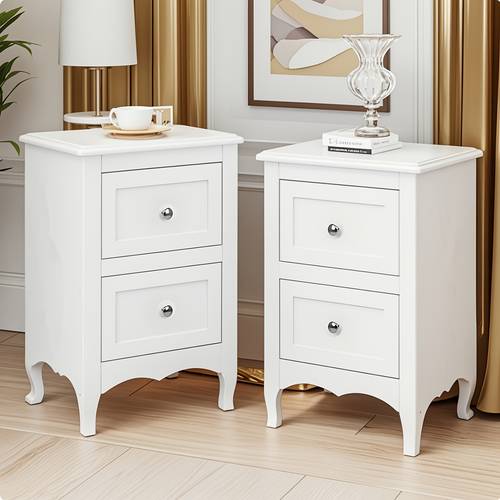 style double drawer bedside table white black brown grey color painted surface density board bedroom furniture style double drawer bedside table suitable for a of small vintage aesthetic farmhouse decor sturdy build durable construction functional nightstand compact bedside cabinet spacesaving solutions