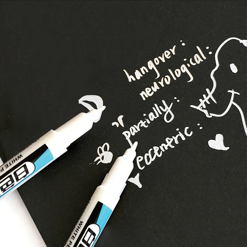 

1pc/2pcs/3pcs/4pcs/5pcs Permanent White Marker Pens For Fine Writing, Tire Graffiti, Quick-dry, Waterproof, Oil-resistant, Non-fading - Ideal For Adults 14+ And Crafting Enthusiasts Without Feathers