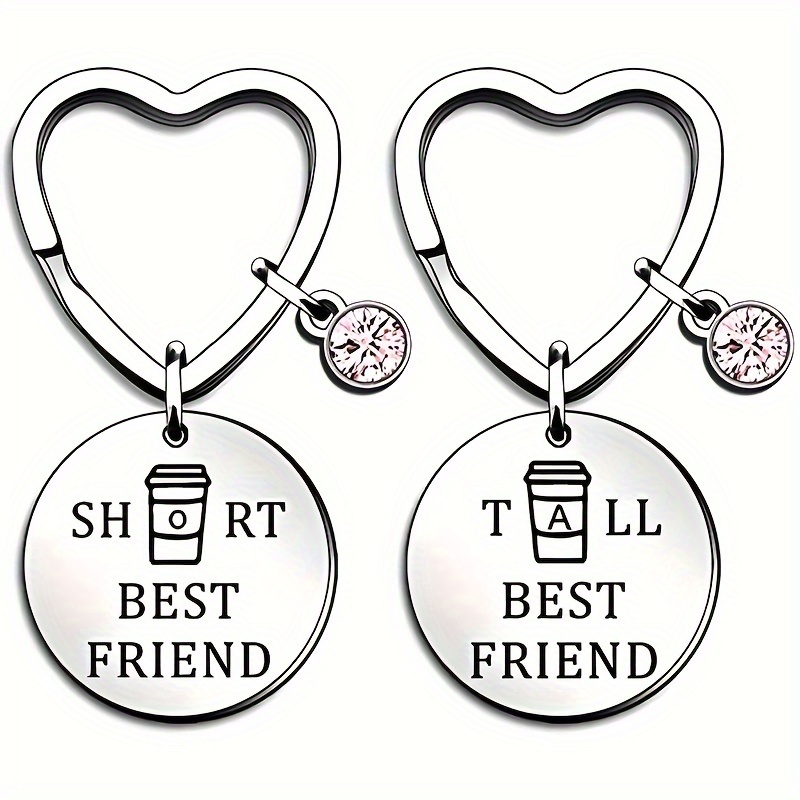 

2ps/set Chic Stainless Steel Best Friend Keychains, Gift Set – & Modern Accessory