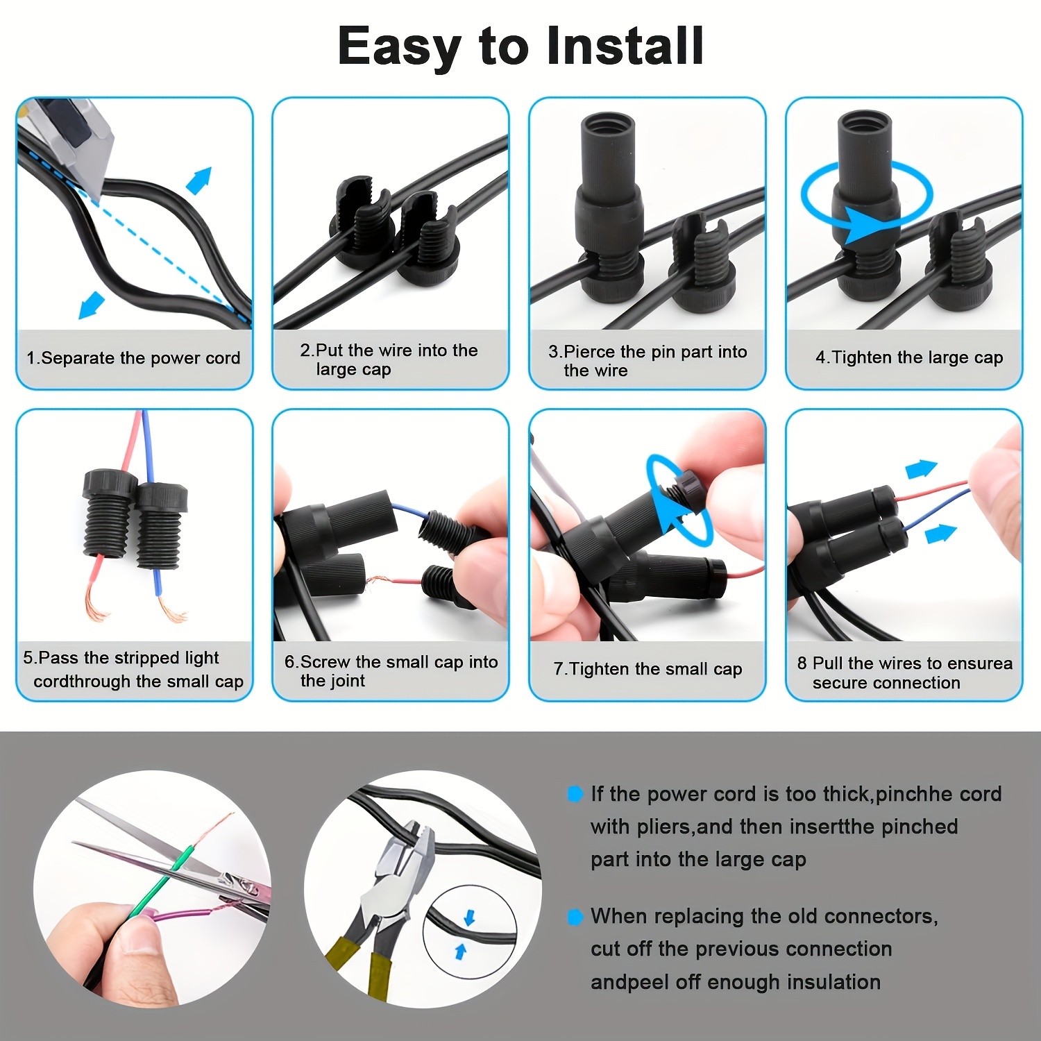 100pack Low Voltage Wire Connector Waterproof Landscape Lighting