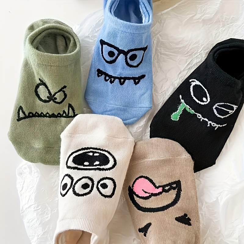 

5pcs Women's Funny Hip-hop Style Comedy Funny Socks, Women's Cartoon Outdoor And Socks