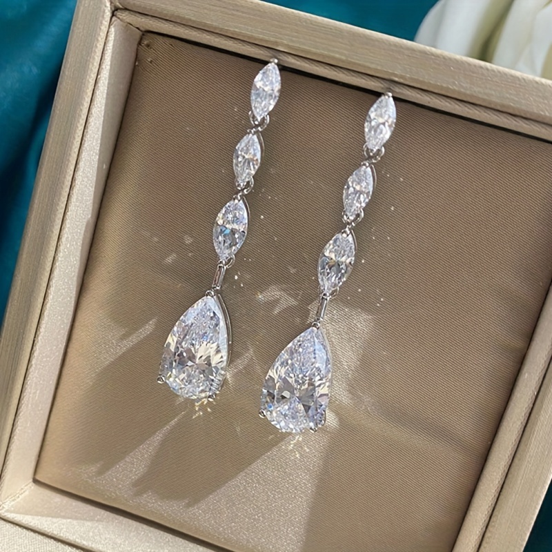 Water Drop Zirconia Pendant Earrings for Wedding Party