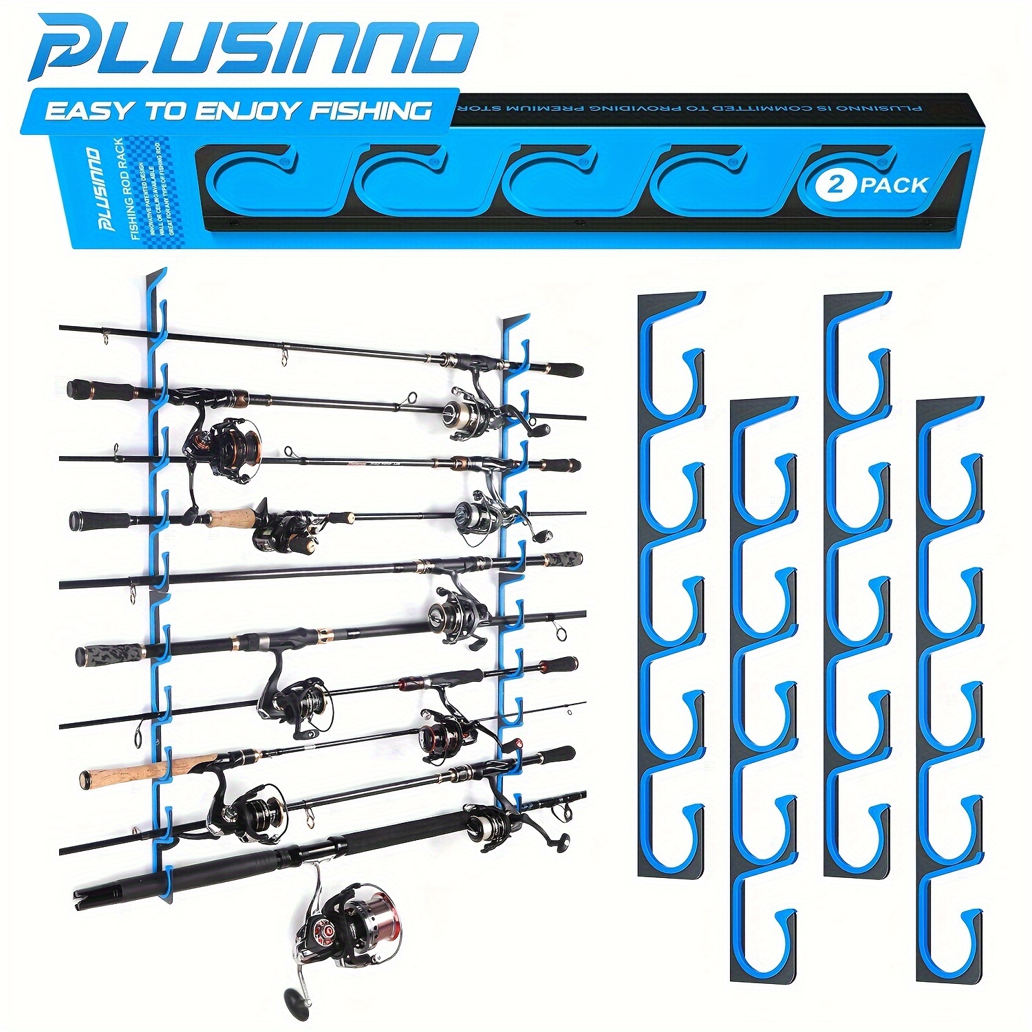 

Plusinno 2/4pcs Fishing Rod Holder - Garage Or Rod Storage Rack, Installed Or Horizontally On Ceiling And Wall, Suitable For Fishing Rods And Reel , Ideal Fishing Gift