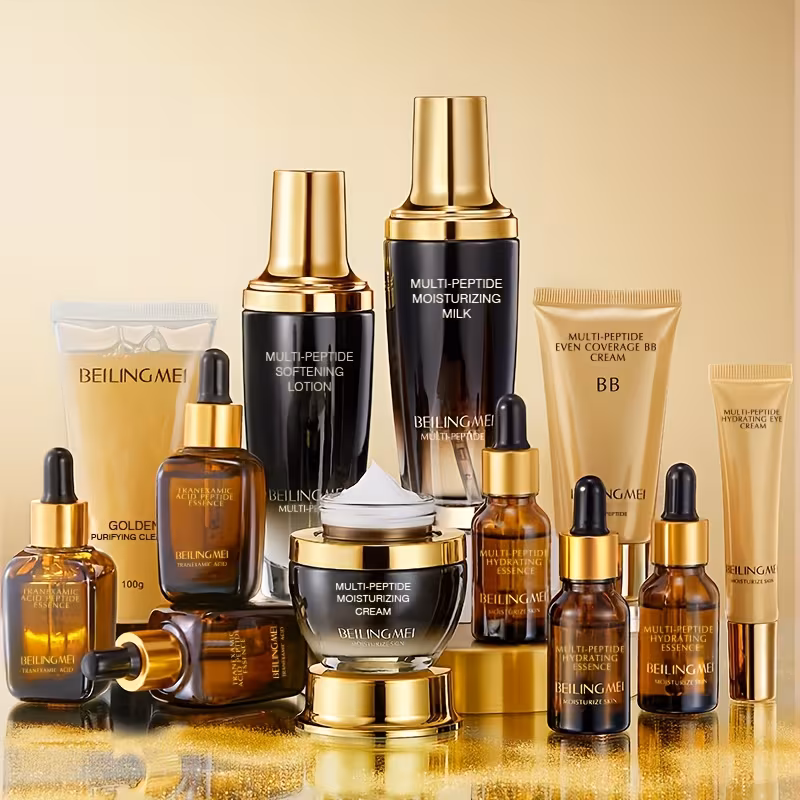 1 set luxury multi peptide snail mucin skincare set collagen boosting hydrating firming facial care with golden sensitive light beige safe 1 occasion gift box for women men all light beige types peptide snail secretion formula ideal for pigmentation wrinkles elegant gift set with golden capsules tubes skincare kit skincare products for women view skincare skincare products details 7