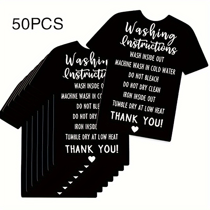 

50 Pack Of High-quality Washing Instructions Cards For T-shirts - 3.5x3.5 Inches, 8.9x8.9 Cm - Perfect For Small Businesses