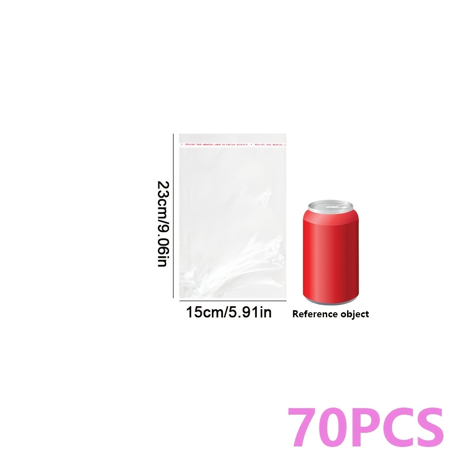 TEMU 35/70pcs Sacs Cadeaux en Cellophane Transparent OPP Autocollants - Sacs de Stockage et , Idéaux pour Barrettes, Fournitures de Bureau,