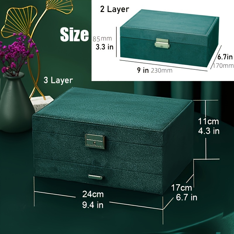 3 Layer Flannelette Lockable Jewelry Storage Box Antique