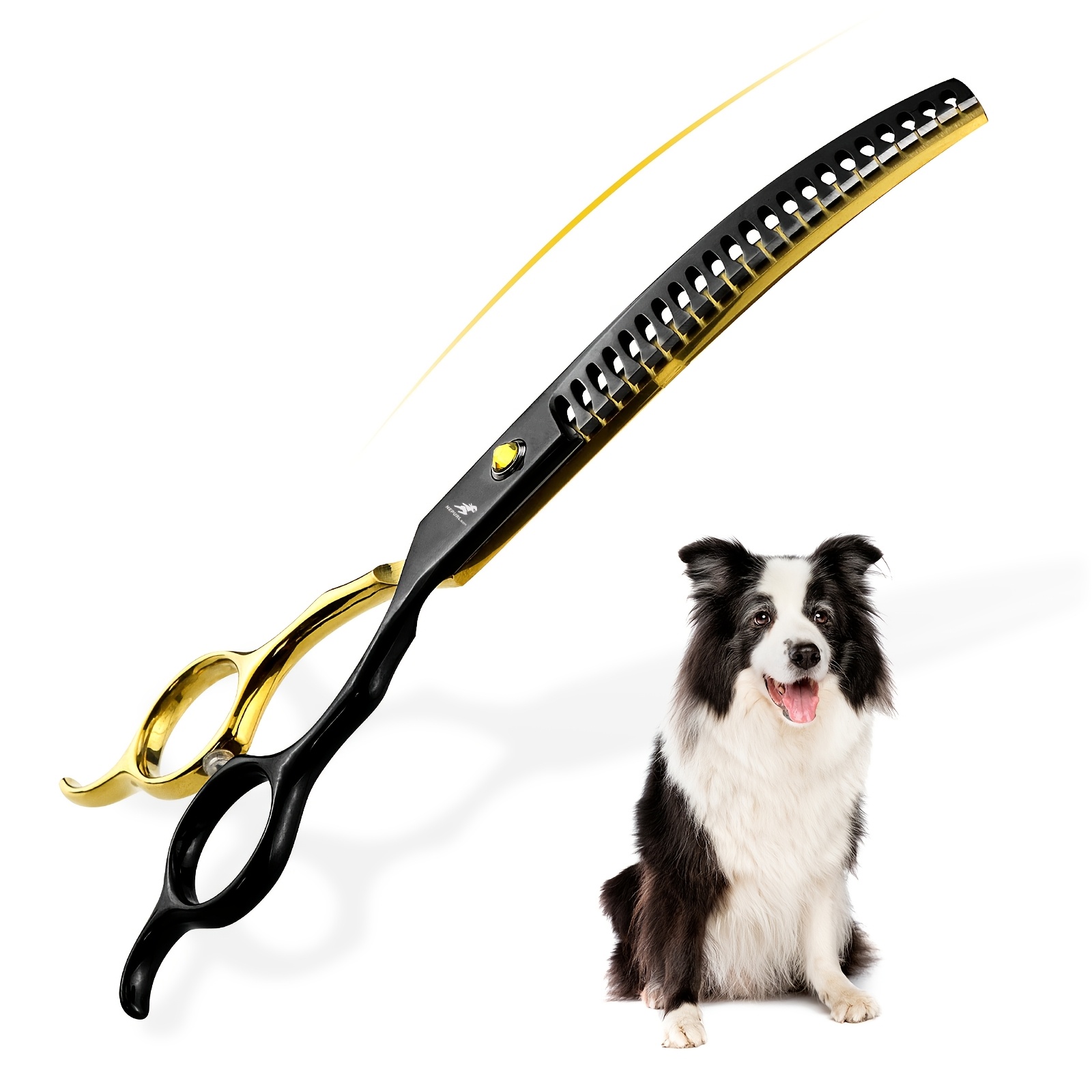 TEMU . NEPURLSON 7.0" Professionelle Haustierpflegeschere - Ergonomisch für Rechtshänder, Edelstahl, Schwarz & Gold, für Hunde & Katzen - zum