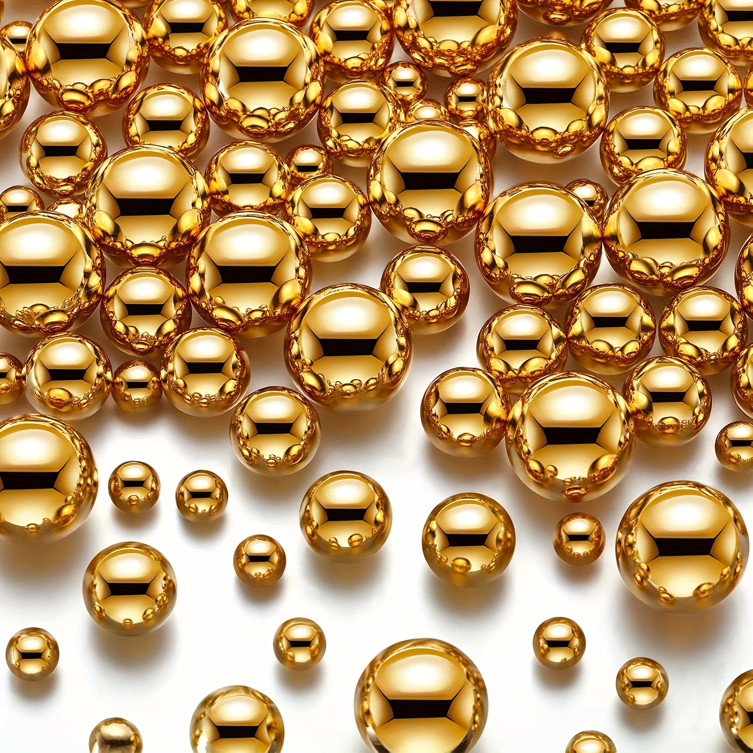 E-shop 560 Goldene Schwimmperlen, Vasenfüller für Tischdekoration, Schwimmpärlchen für Vase, Deko-Perlen für Vasen, Kugeln für Vasen, goldene Bälle,