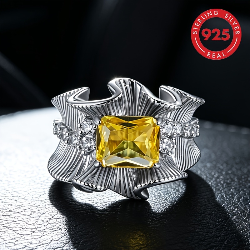 Image of 925 Sterling Silver - A Fashionable Ring For Ladies, Elegant And Exquisite. Set With Perfectly Cubic Zirconia. A Beautiful High-quality Ladies' Jewelry Ring With A , Suitable For Daily Wear