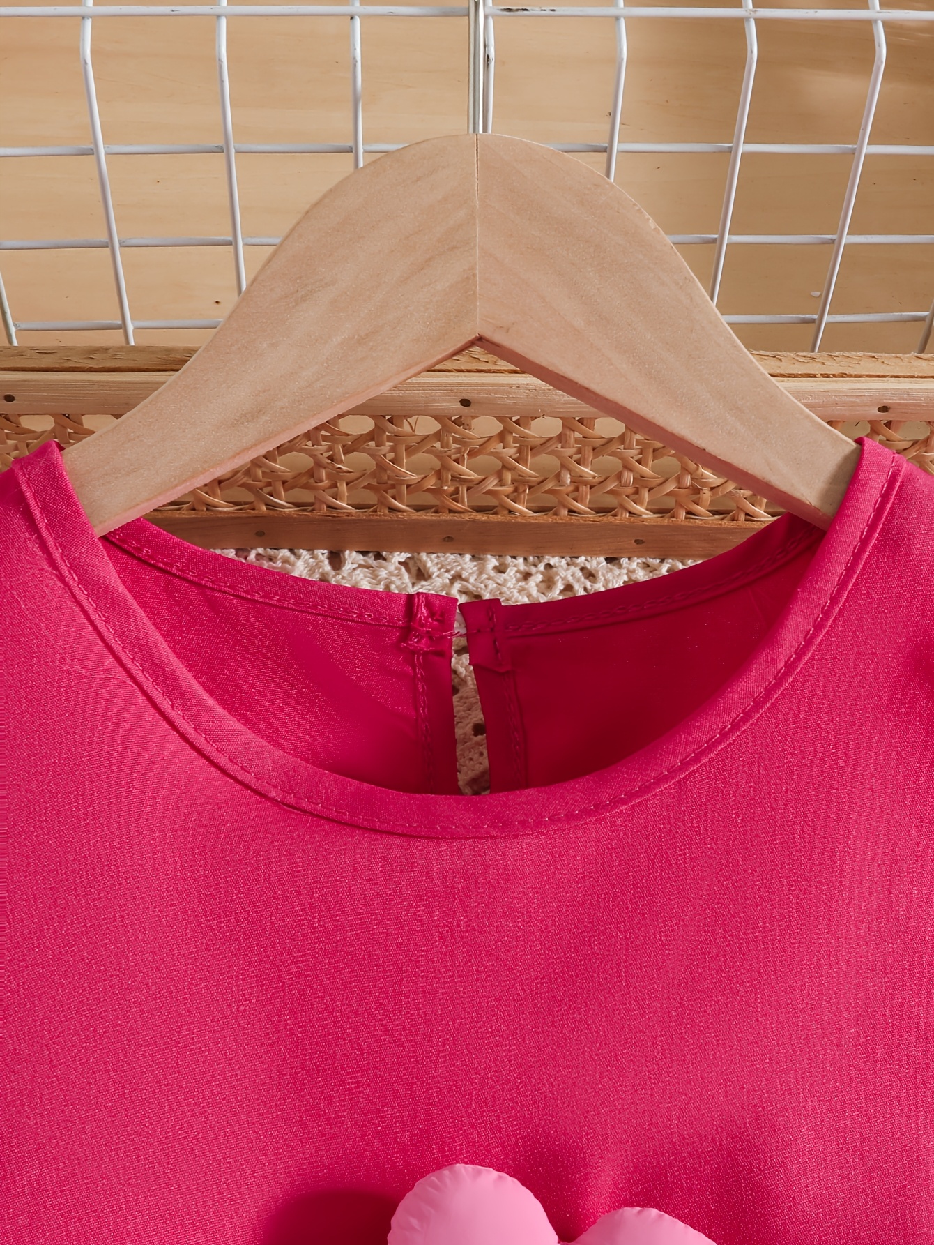 Summer New Arrival Pink Sleeveless Dress with Large Floral Applique & Bow, Korean Style Knee-Length Casual Dress for Girls, Cute and Stylish, Perfect for Outdoor