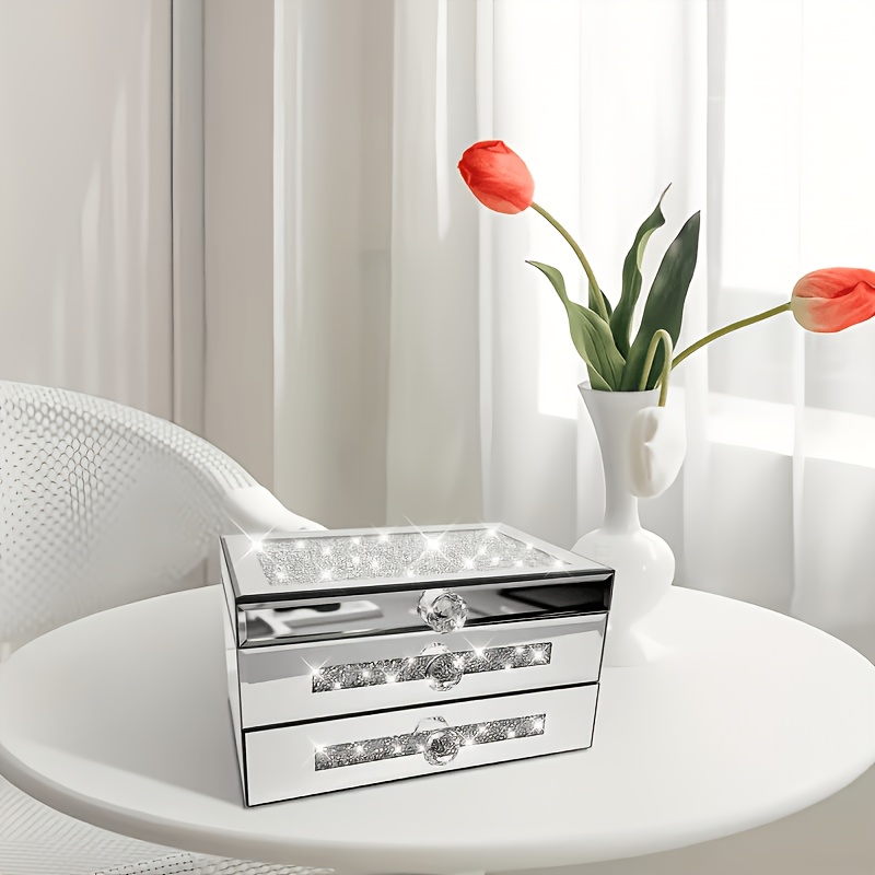 2-layer Glass Fragment Crystal Jewelry Box