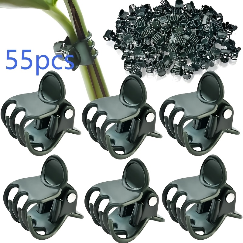 TEMU 55/100pcs Clip de jardin en plastique, Support de vert foncé, Clips pour plantes, Clip pour tige d'orchidée greffée Phalaenopsis, Outil de