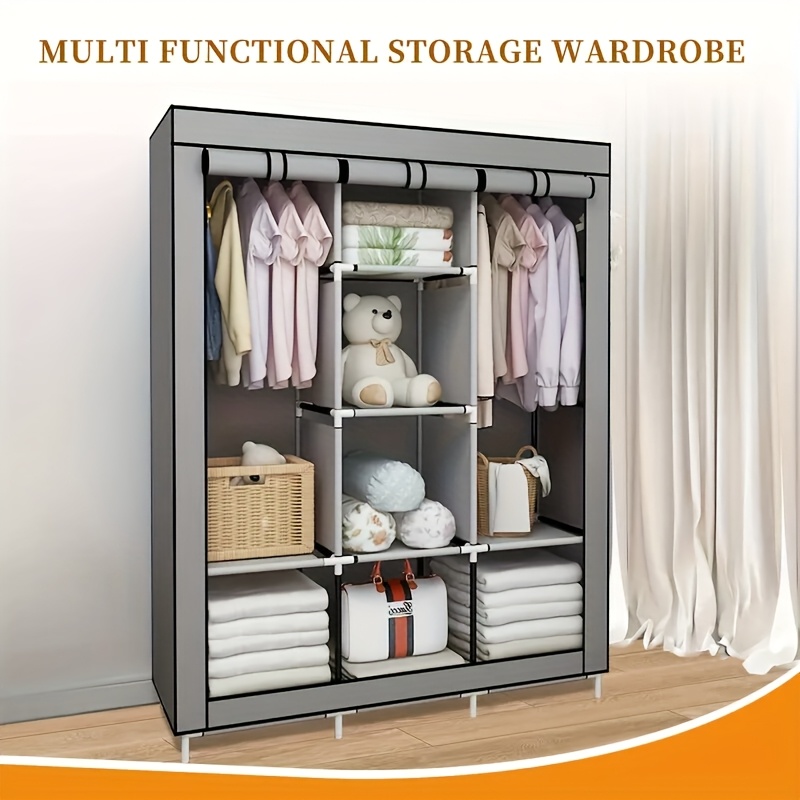E-shop Tragbarer Kleiderschrank aus Vliesstoff, Kleideraufbewahrung, Stoffschrank, Größe 128*45*170 cm, Kleiderständer, faltbar, Kleiderorganizer mit 6