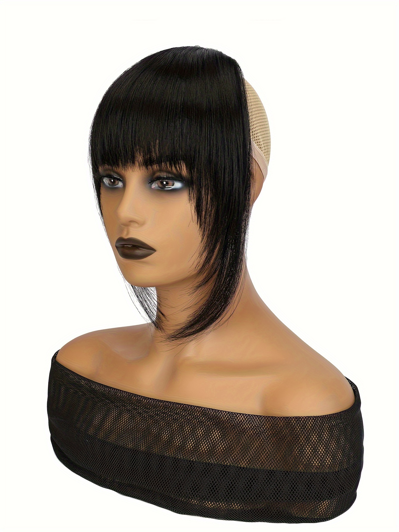 synthetic wig with 12 inch bangs on   suitable for daily   ladies details 4