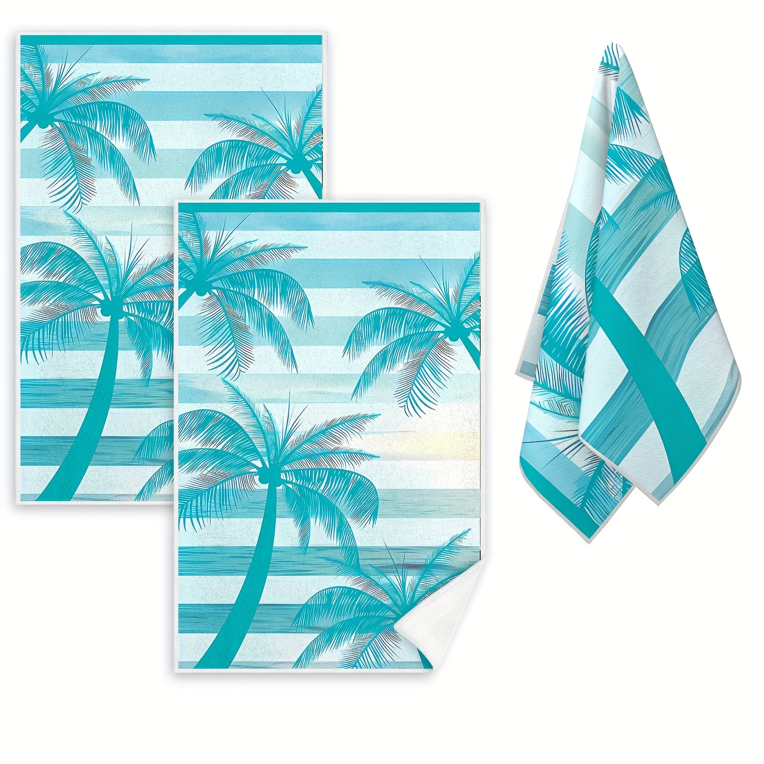 

Tropical Rainforest Microfiber Dish Towels - 2 Piece Set, Contemporary Palm Tree Design, Knit Fabric Dish Cloths, Machine Washable, Ultra Fine Quick-dry Kitchen Towels, Space Themed Cleaning Supplies