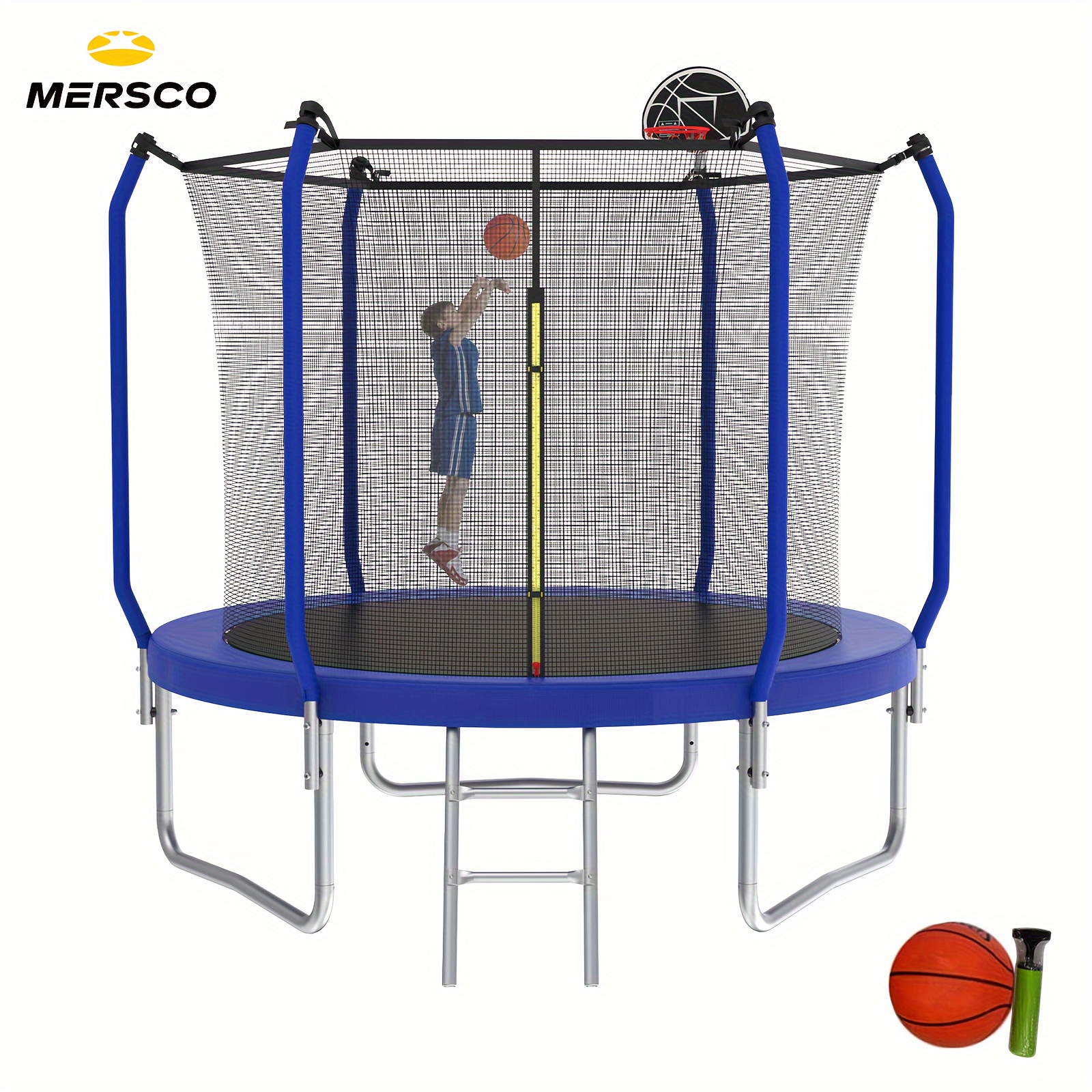 

8ft Trampoline With Basketball Hoop, Reinforced Type Outdoor Trampoline With Enclosure Net , Christmas Gift , Christmas Gift