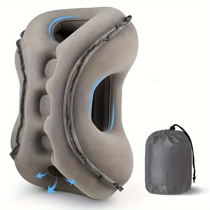 

Inflatable Travel Pillow For Airplane & Home - Comfortable Neck Support, Adjustable Height, Portable Design With Snap Closure, Ideal For All , Pvc Material