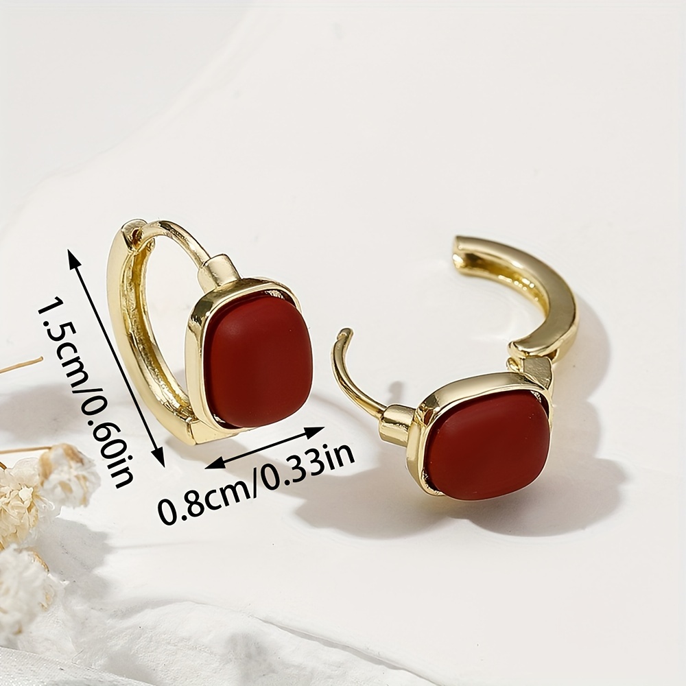 Vintage Wine Red Saddle Drop Glaze Ear Buckle Earrings