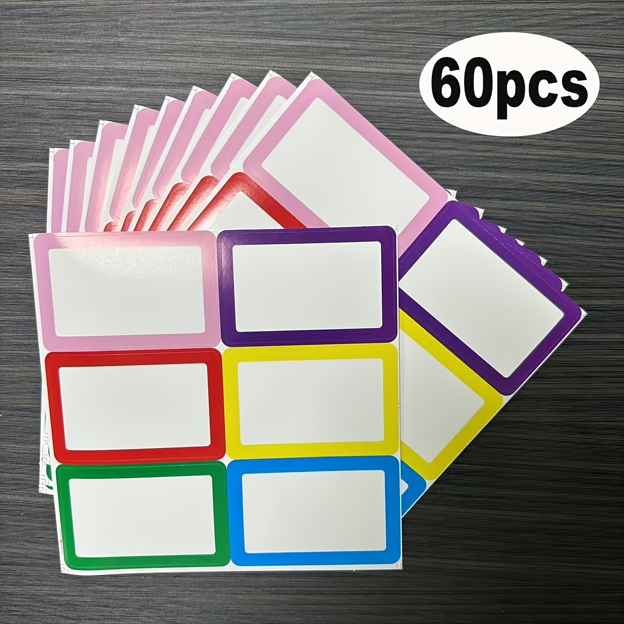 

60pcs Vibrant Name Tag Stickers, 3.5x2.25", Labels For Office, School, Meetings, Teachers & Mailing - Paper Material