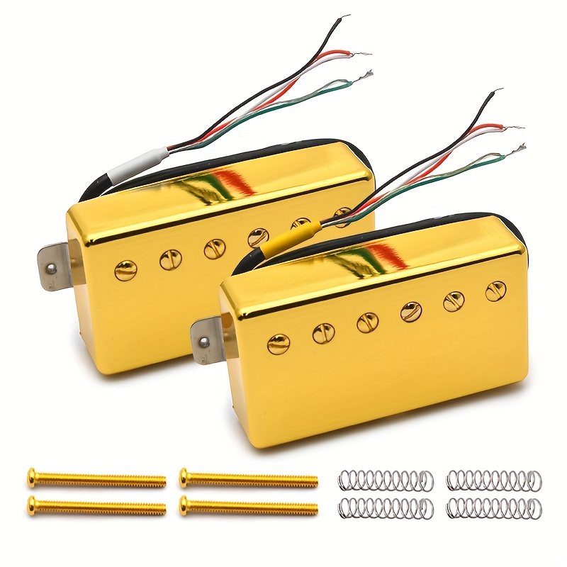Alnico 2 Double Coil Guitar Pickups with 4 Wire Coils, Featuring 7. 5K/8. 6K/15K Coil Splits with Copper Sleeves, Alnico 2 Pickups (Suitable for LP Guitars) with Golden Plating., Studio Guitar Equipment, Live Performance Pickups, Vintage Humbucker