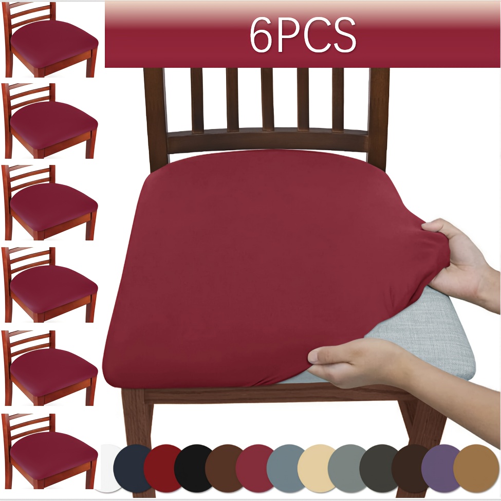 TEMU 6pcs Retro Stretchable Elastic Chair Covers Suitable For Dining Chairs, Soft Brushed Seat Slipcovers With Elastic Closure, & Fit For Home Office, Machine Washable Cover For Sofa Chair Protectors