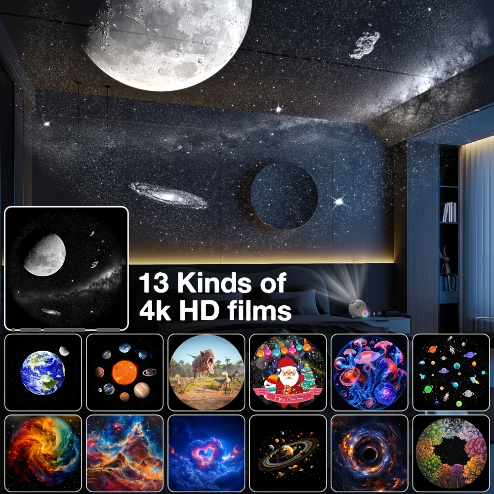1pc 13 in 1 led projector lamp usb powered light with remote wireless built in microphone non waterproof desktop planetarium for decor ideal for christmas birthday party gifts details 7