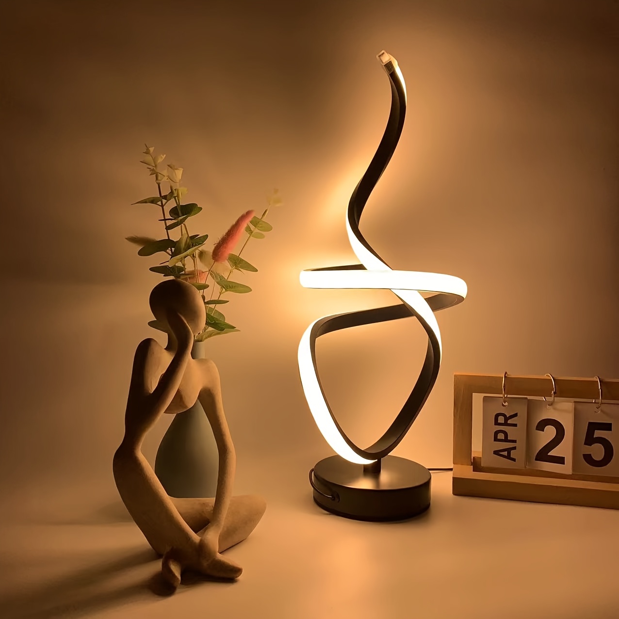 USB Plug-in Multi-Room Creative Floating Ribbon, Modern Light Luxury Table Lamp/Desk Lamp, Suitable for Living Room and Bedroom Decoration, Three-Color Dimmable LED Night Light