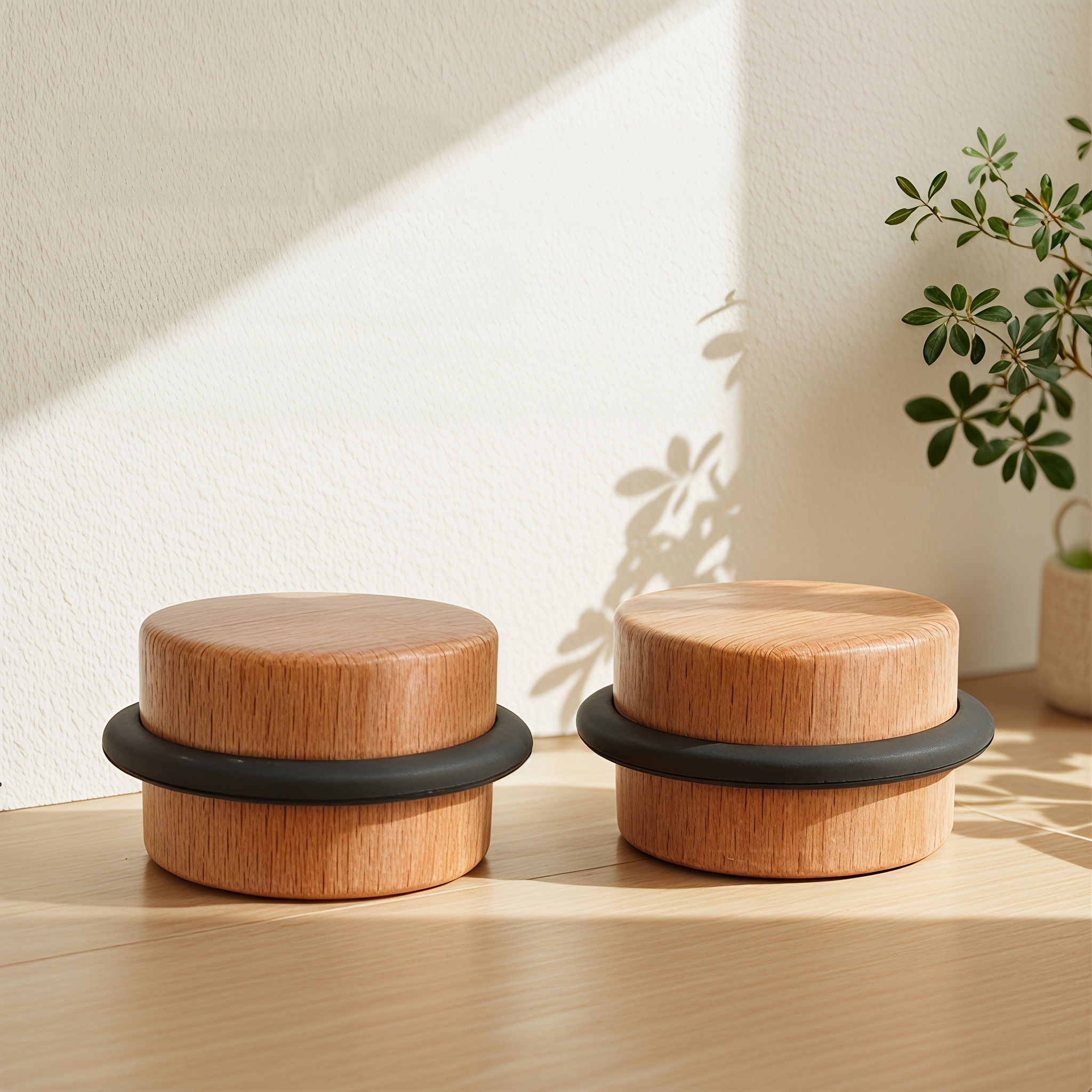 TEMU 2pcs de protection anti-impact de porte, butées de porte autonomes perçage, de porte auto-adhésifs en bois , protecteurs muraux, obstacles de