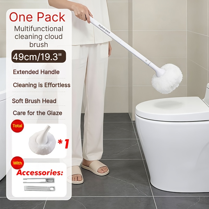 TEMU Bathroom Cleaning Brush With 19.3" Long Handle, Tile Tub Scrubber Brush, Non-scratch Shower Scrubber With 1/3 Replacement Brush Heads For