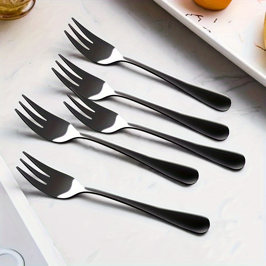 

Stainless Steel Dessert Forks Set - 6/12 Piece Black Mini Forks For Fruit, Cake, Birthday Parties, Weddings, Halloween, Independence Day, Graduation Events