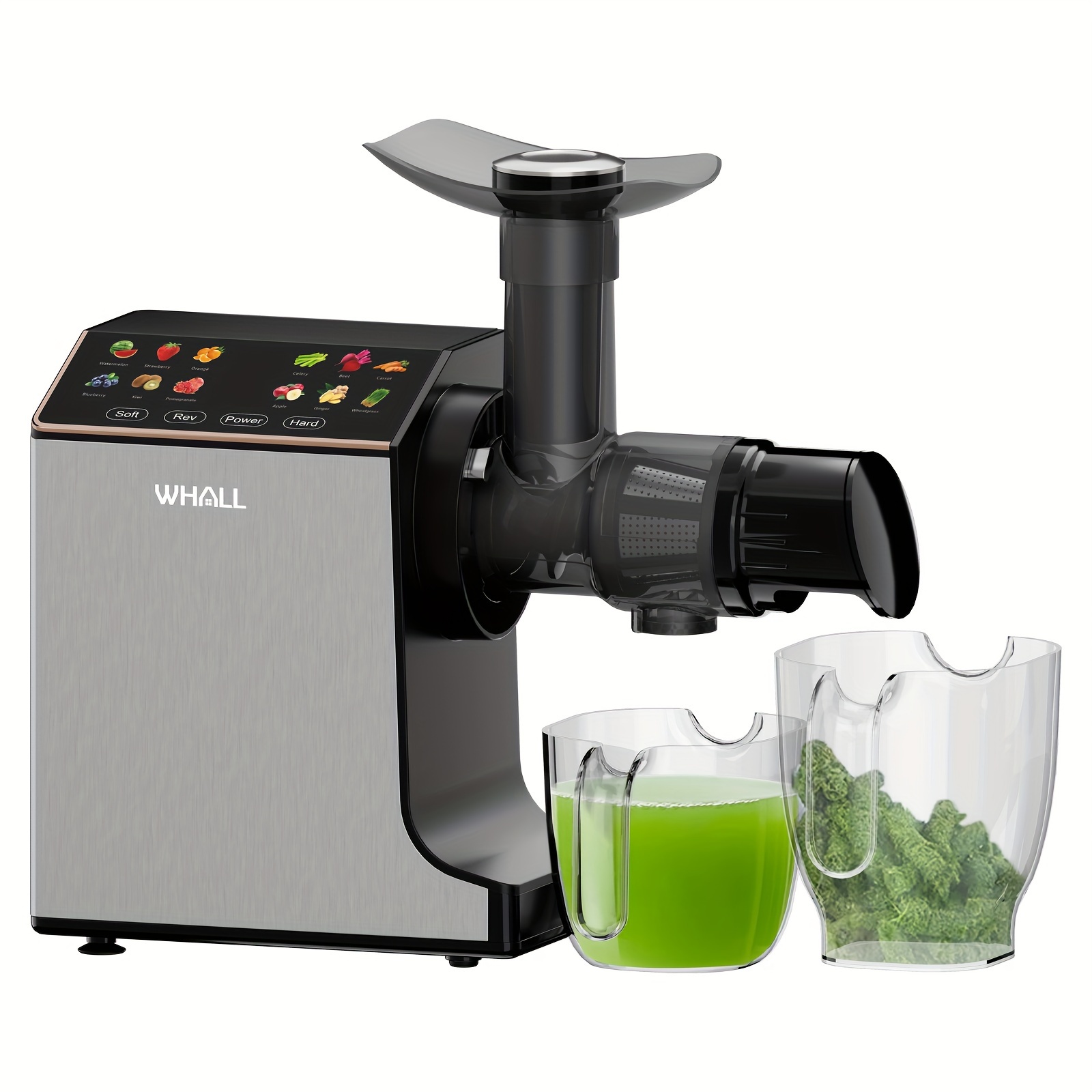 

Whall Masticating Slow Juicer, Professional Stainless Juicer Machines For Vegetable And Fruit, Touchscreen Cold Press Juicer With 2 Speed Modes