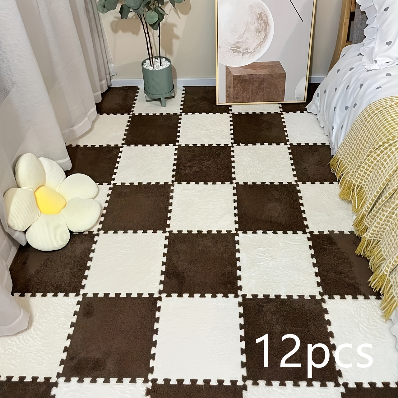 TEMU 12pcs Velvet Rugs Bedroom Living Room Mats