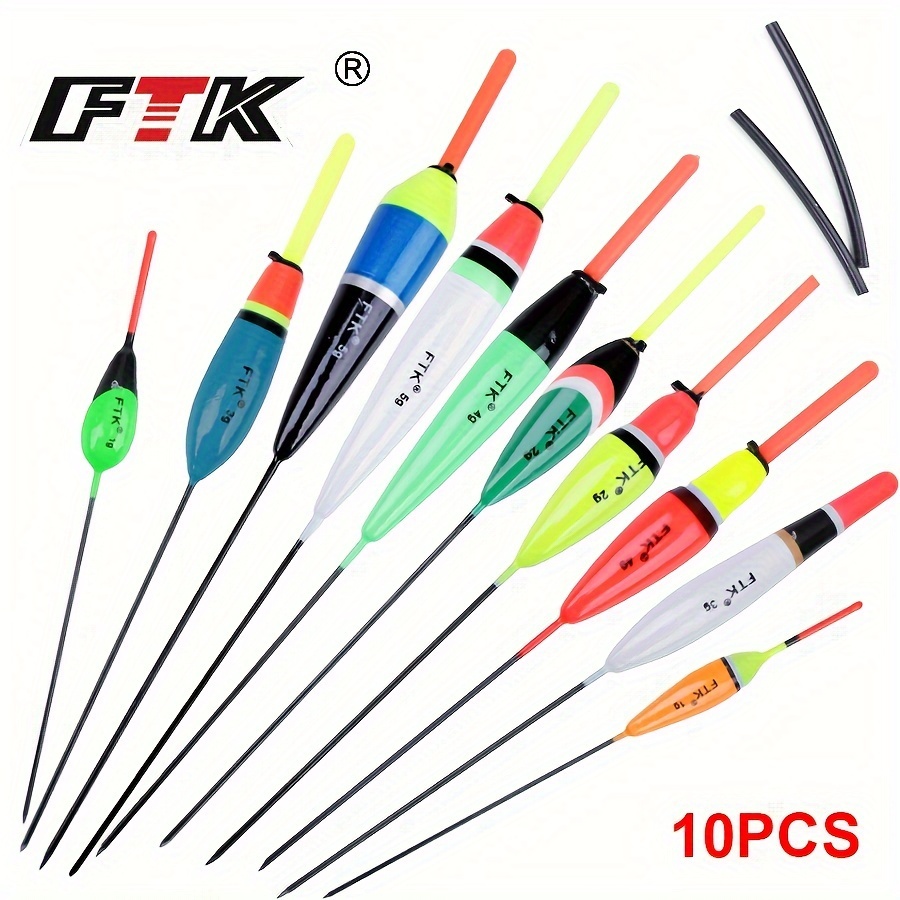 FTK Set di 10 Boe da Pesca 0.035oz, 0.070oz, 0.105oz, 0.176oz, 0.141oz Misure Miste Colori per Pesca alla Carpa