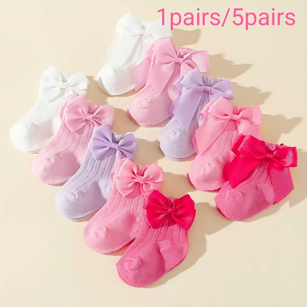 1 Pair/5 Pairs of Cute Bow Bubble Mouth Princess Socks for Spring And Autumn, Suitable for Birthday, Holiday, And First-Year Gifts