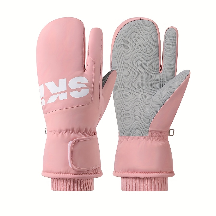 TEMU 1 Pair Professional Winter Thickened Warm Fleece Outdoor Ski Gloves - 20?c Cold Resistant, Touchscreen Compatible, , , Soft And Comfortable,