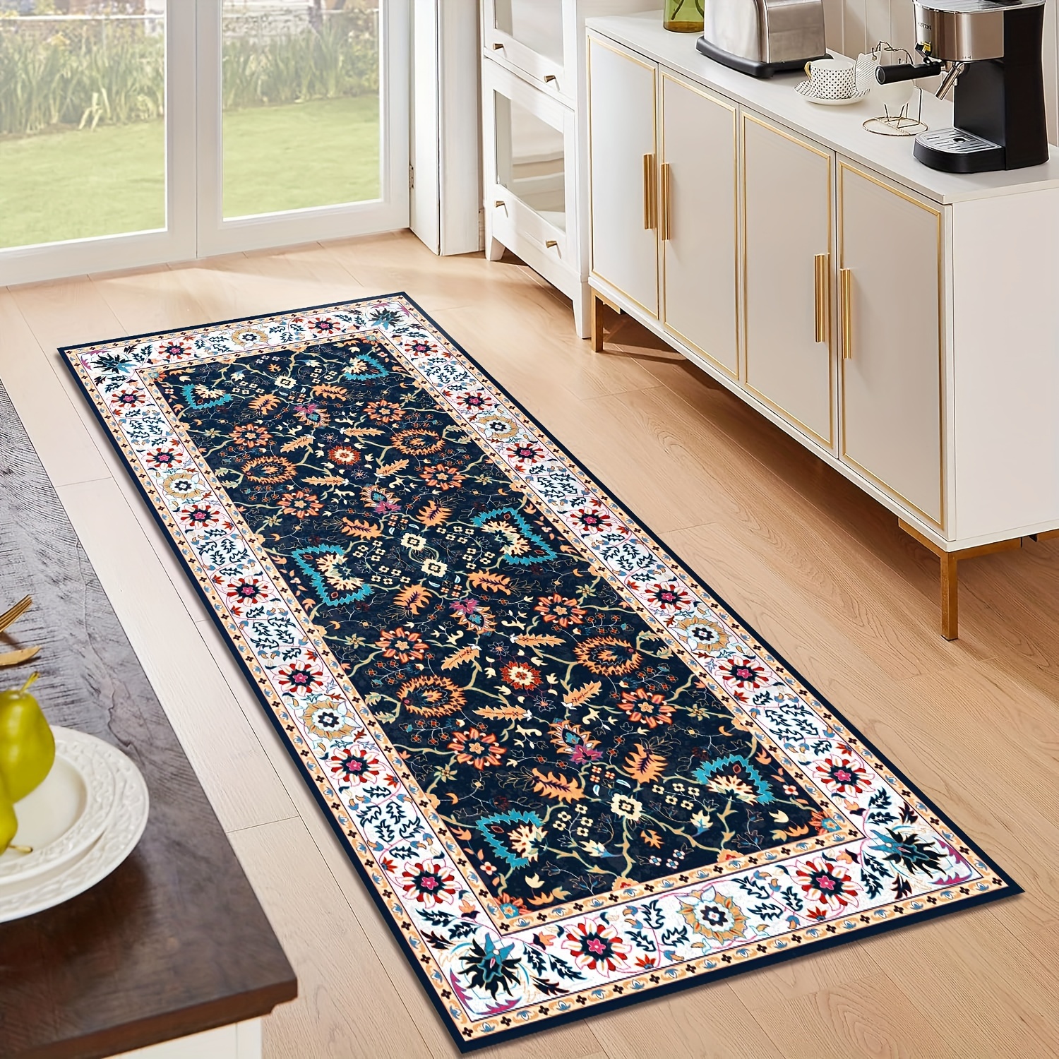 

1pc Area Rug - Rug Distressed Oriental Non-shedding Carpet For Dining Bathroom Distressed And Bathroom Mat.