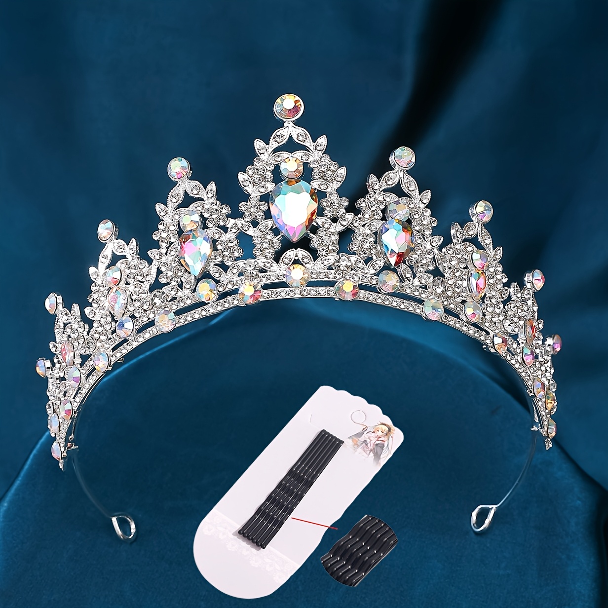 TEMU 7pcs Large Adult Style Fashionable Luxurious Women's Adornment Crown Headpiece Wedding Party Bride Crown Headpiece Adornment For Christmas