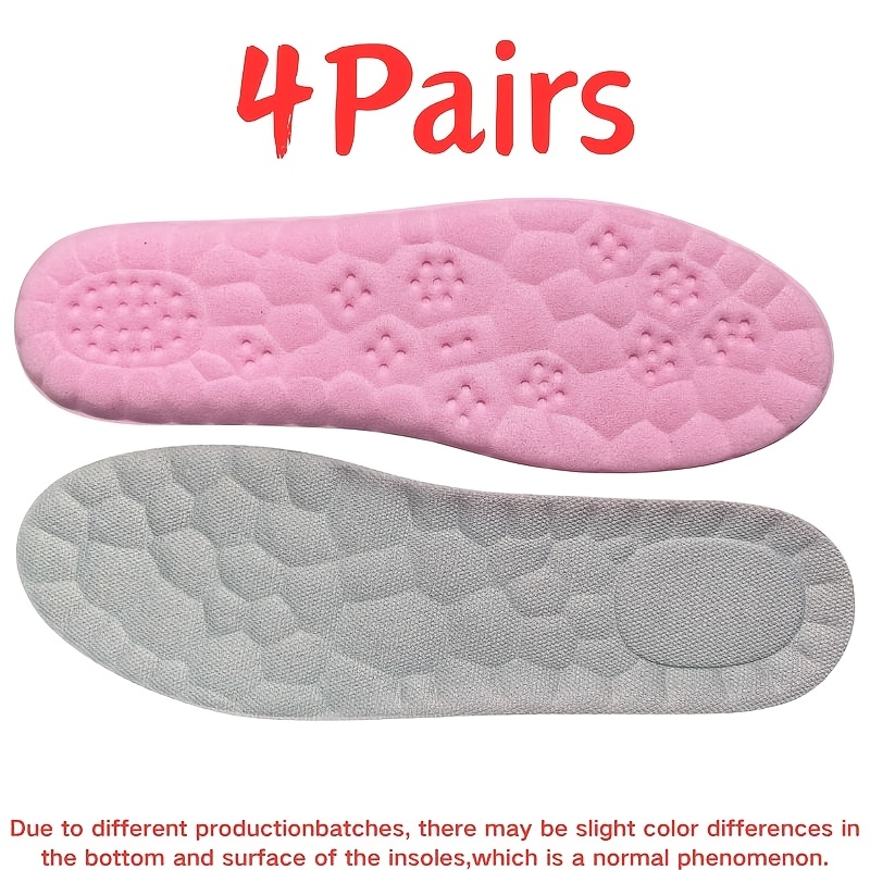 TEMU 4 Pairs Soft And Comfortable Insoles. The Feet And Elastic. The Top Layer Features Breathable Mesh Holes. Most Types Of Shoes For Daily Use And