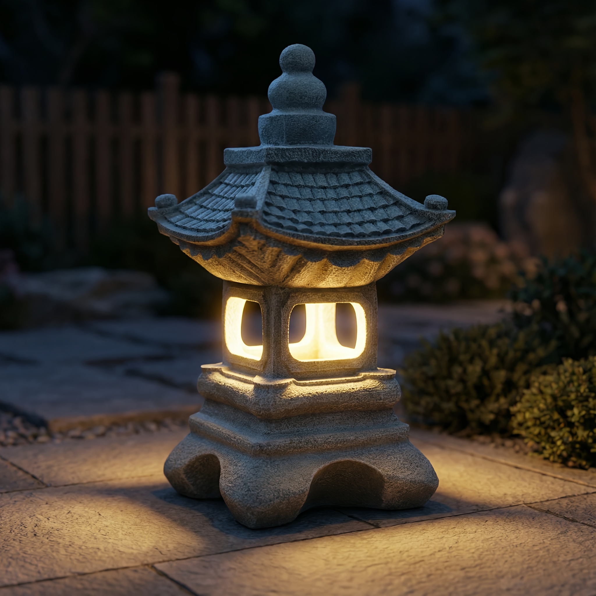 japanese garden decor pagoda garden statue, solar patio lights
