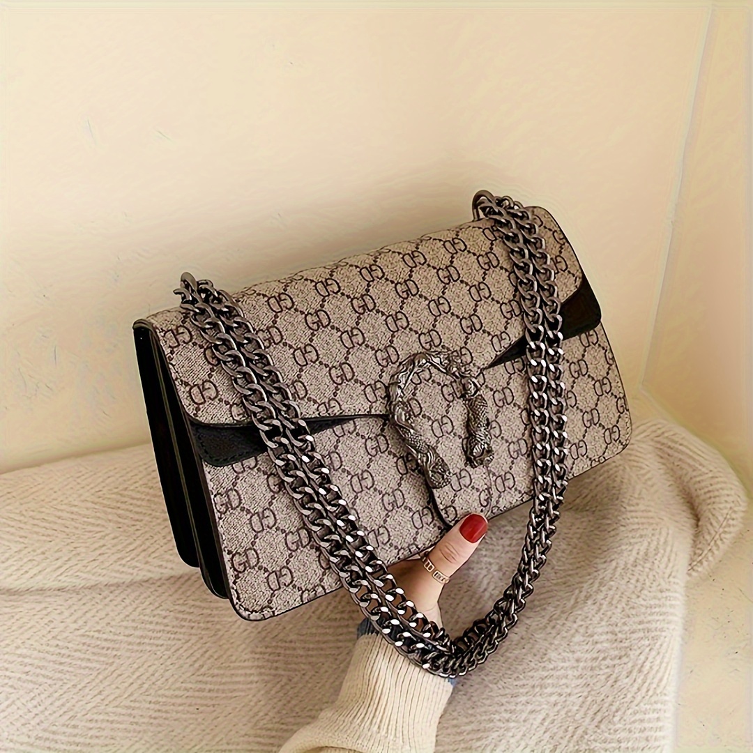 classic pu leather shoulder bag retro versatile chain crossbody bag luxury flap purse for women details 1