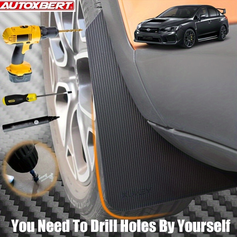 Universal 4-Piece Car Mud Flaps / Splash Guards - Black Carbon Fiber Look (Front & Rear Set)