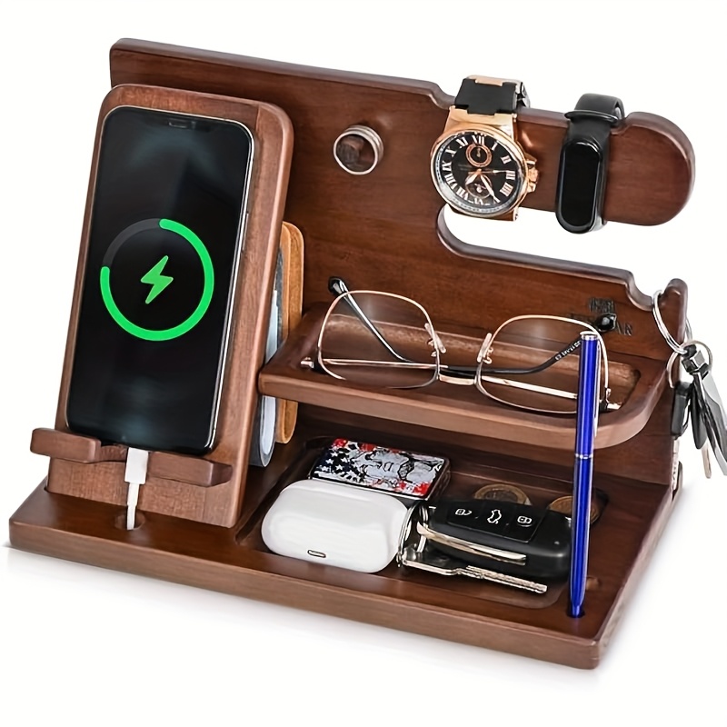 1pc wooden phone docking station key wallet watch phone Temu Germany