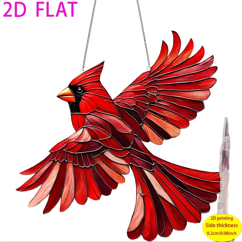 1pc acrylic red   bird suncatcher 5 9 hanging stained   window ornament festive home garden decor inspirational gift for women birthday retirement present